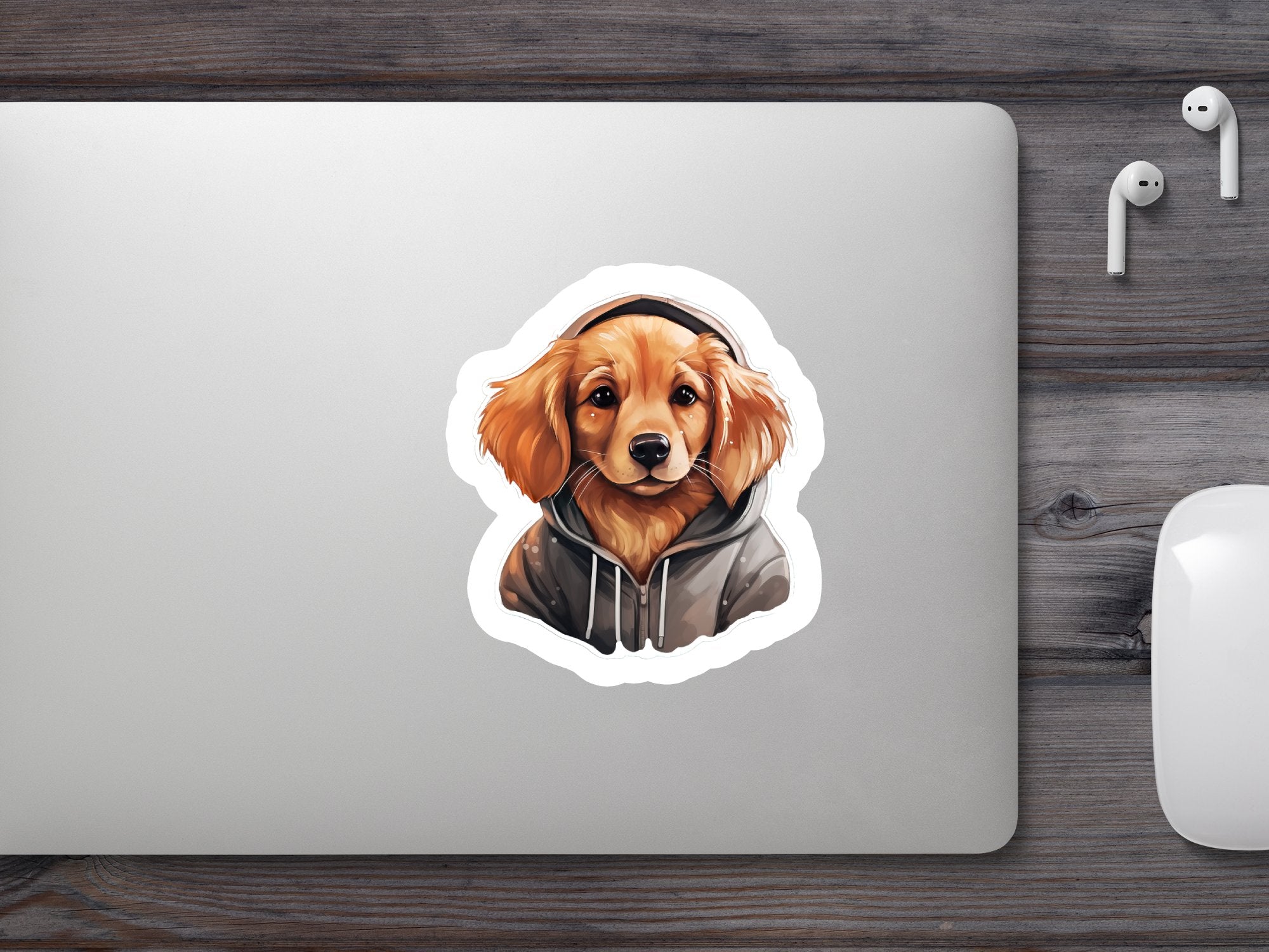 Cute Sticker Golden Retriever Wearing a Hoodie - Gabe Atkins Designs