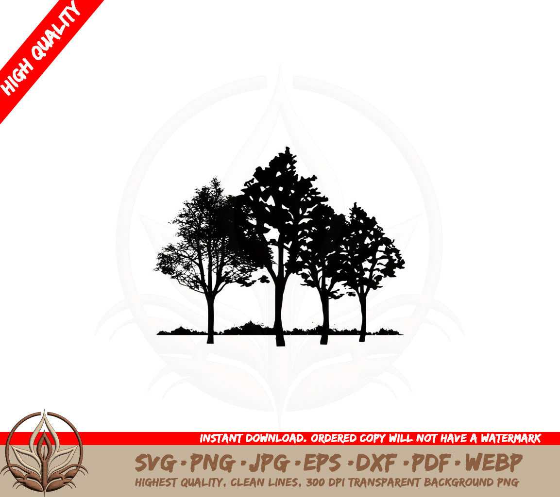 4 Trees Silhouette SVG PNG JPG AI PDF DXF EPS and WebP - Digital Download 
