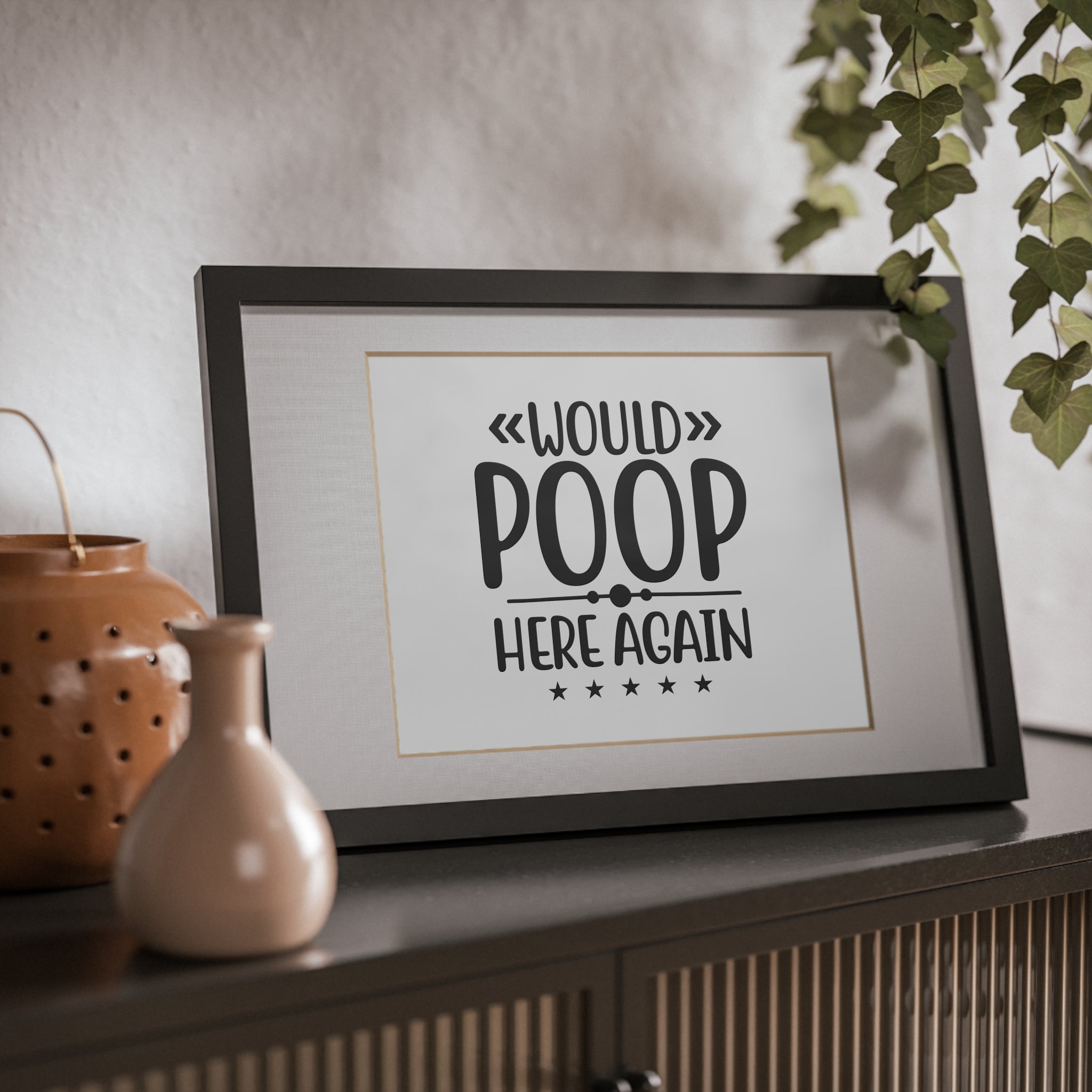 Would Poop Here Again 5-Star Rating – Framed Print