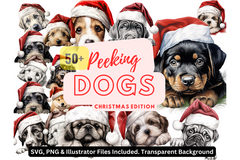 Peeking Dogs Christmas Edition | Featuring 50+ Breeds Wearing Santa Hats