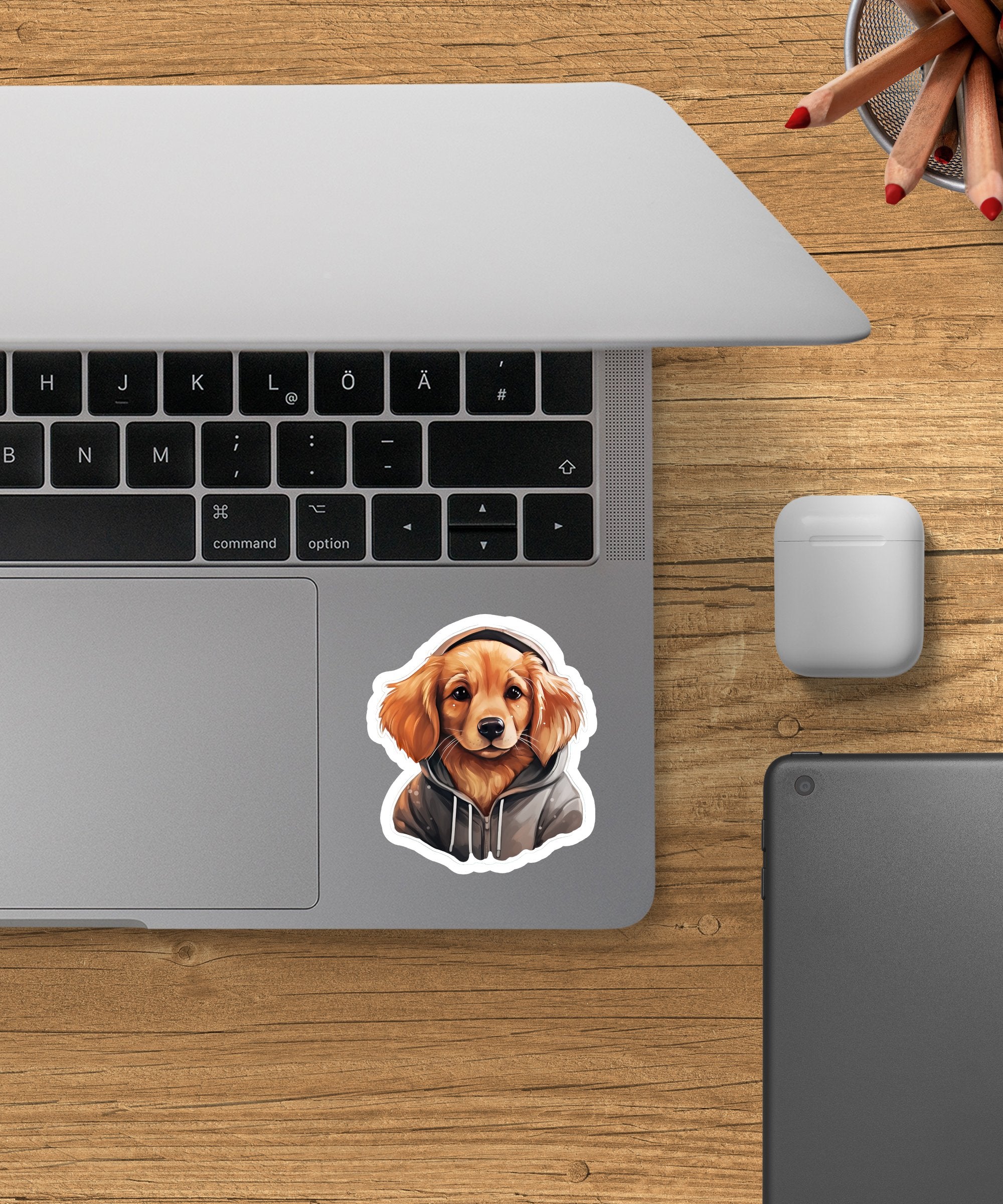 Cute Sticker Golden Retriever Wearing a Hoodie - Gabe Atkins Designs