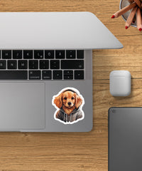 Cute Sticker Golden Retriever Wearing a Hoodie - Gabe Atkins Designs