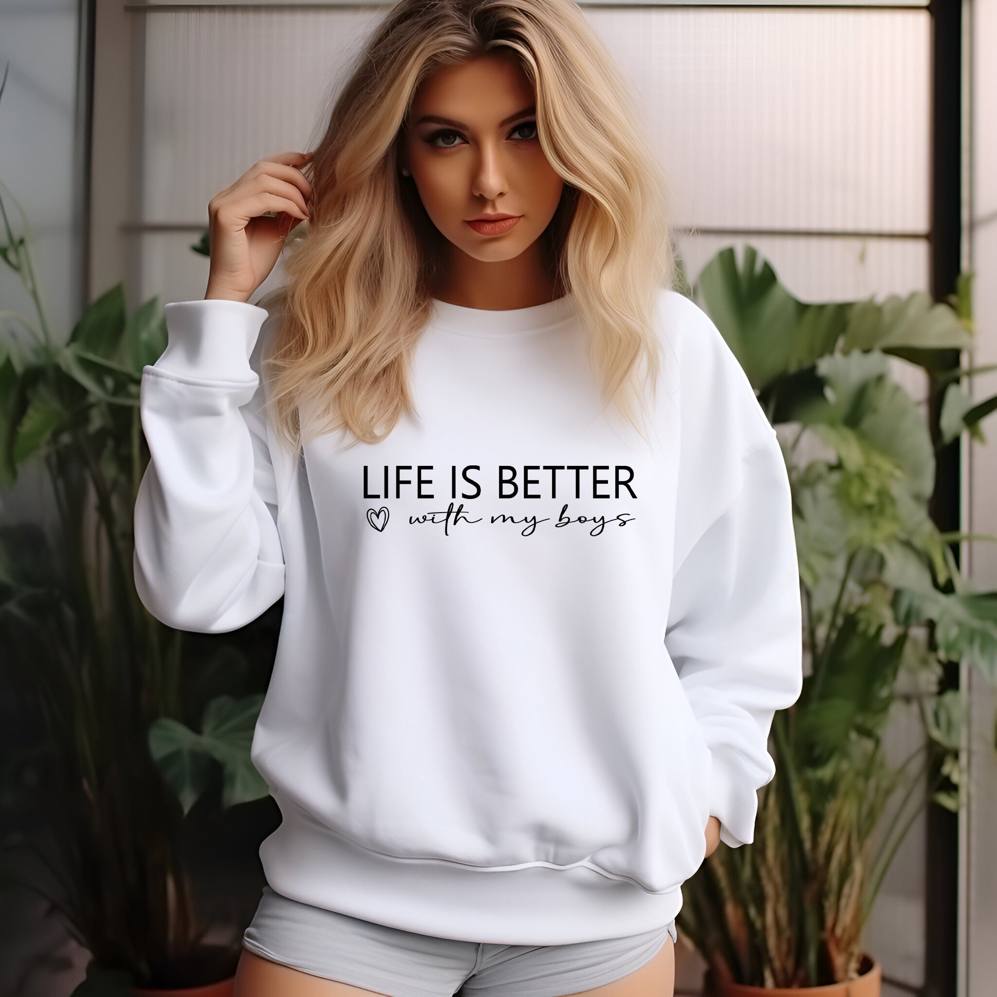 Life is Better With My Boys Sweatshirt | Mom of Boys Sweatshirt | Mom  | Boys Shirt, Mother'