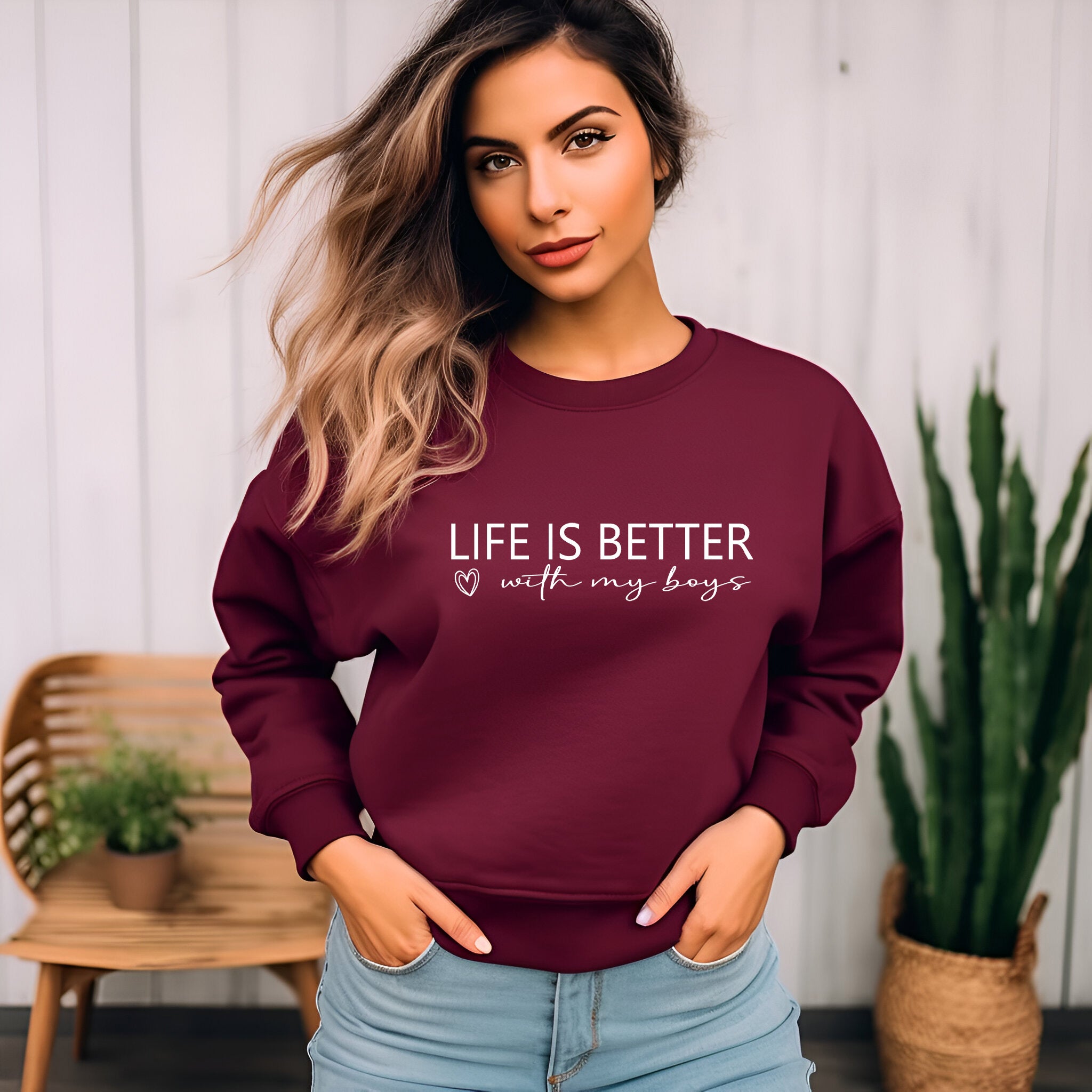 Life is Better With My Boys Sweatshirt | Mom of Boys Sweatshirt | Mom  | Boys Shirt, Mother'