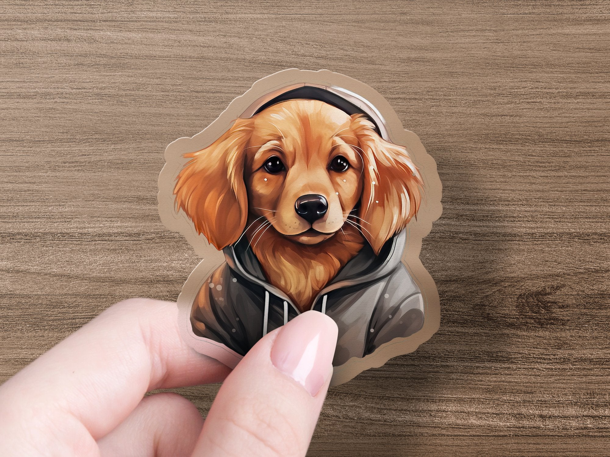 Cute Sticker Golden Retriever Wearing a Hoodie - Gabe Atkins Designs