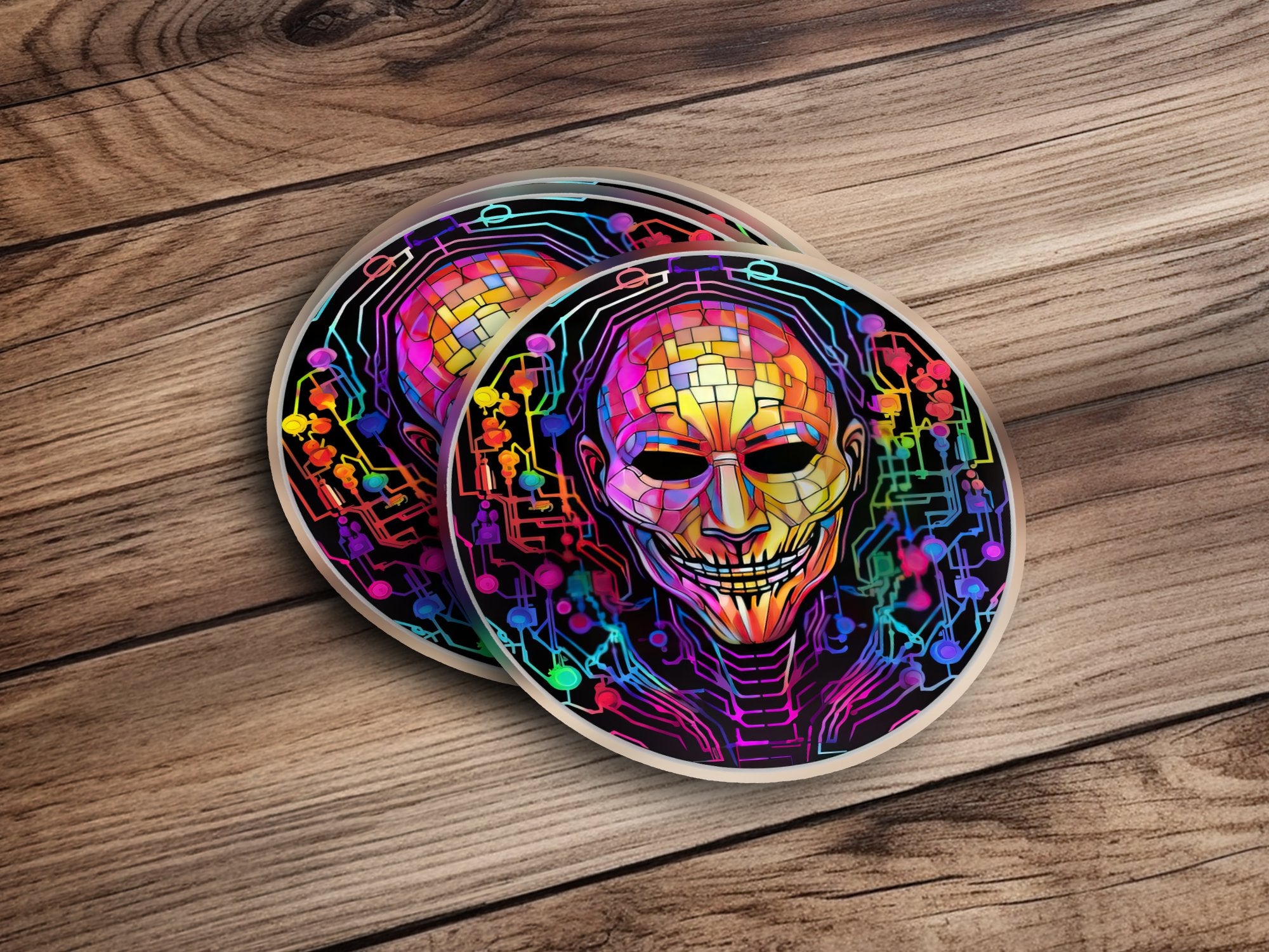 Infosec Cyberpunk Stained Glass Skull Sticker, Laptop Sticker, Macbook | Infosec Cyberpunk Stained Glass Skull Sticker, Laptop Sticker, Macbook Decal, Mac Decal, Computer Decal, Apple Decal