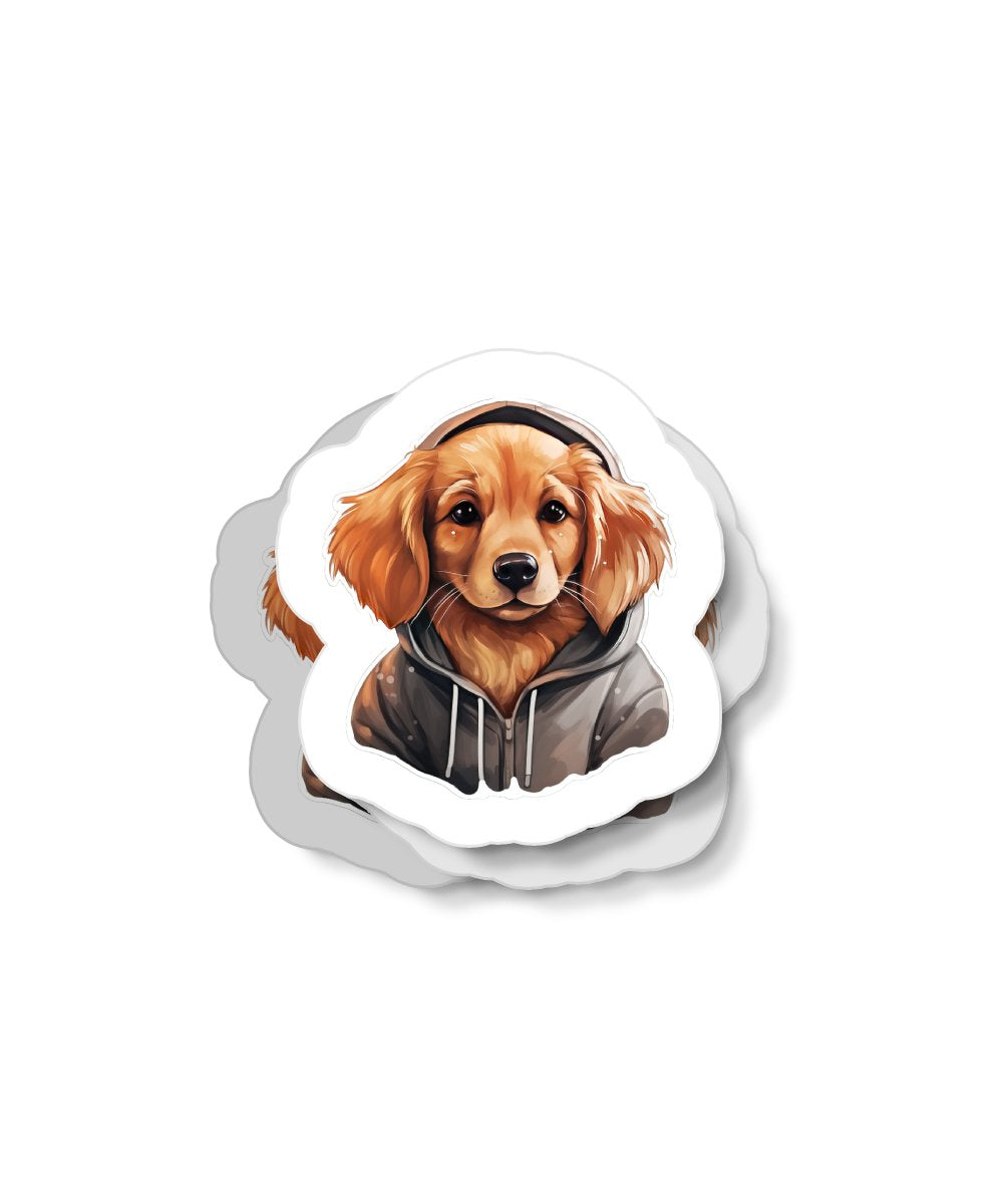 Cute Sticker Golden Retriever Wearing a Hoodie - Gabe Atkins Designs