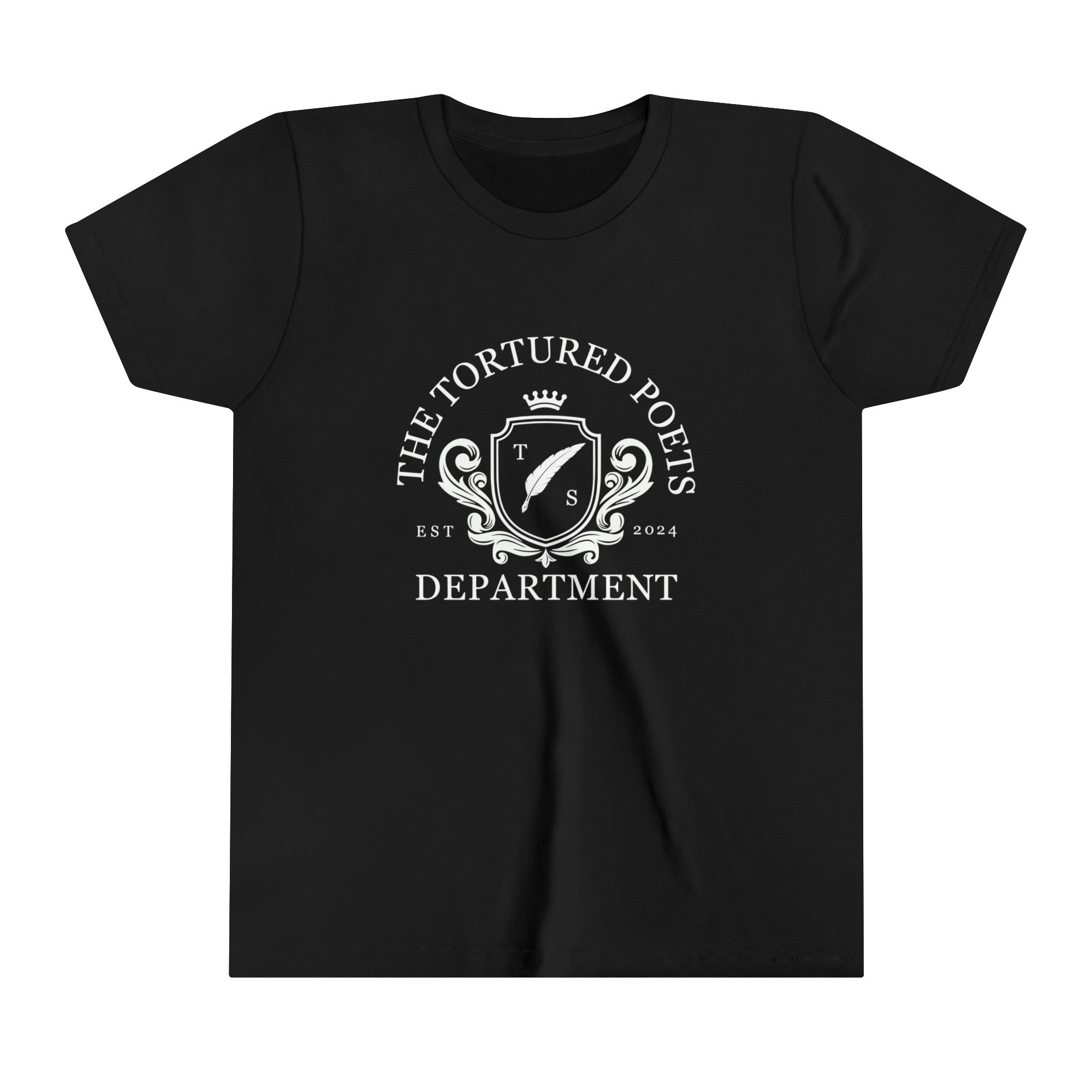 The Tortured Poets Department T-Shirt For Kids - Crested Design | TTPD Kids' Shirt | TTPD T-shirt | Children's TTPD Shirt