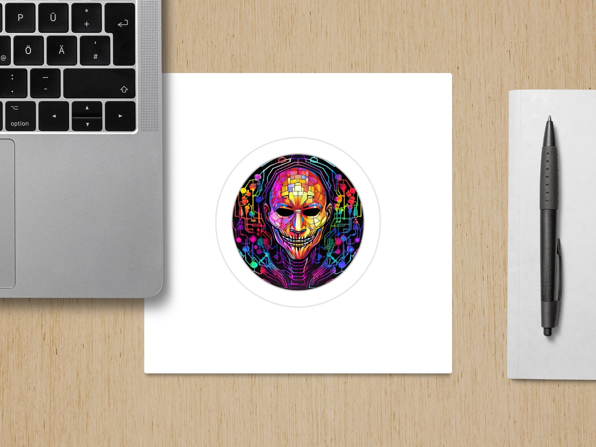 Infosec Cyberpunk Stained Glass Skull Sticker, Laptop Sticker, Macbook | Infosec Cyberpunk Stained Glass Skull Sticker, Laptop Sticker, Macbook Decal, Mac Decal, Computer Decal, Apple Decal