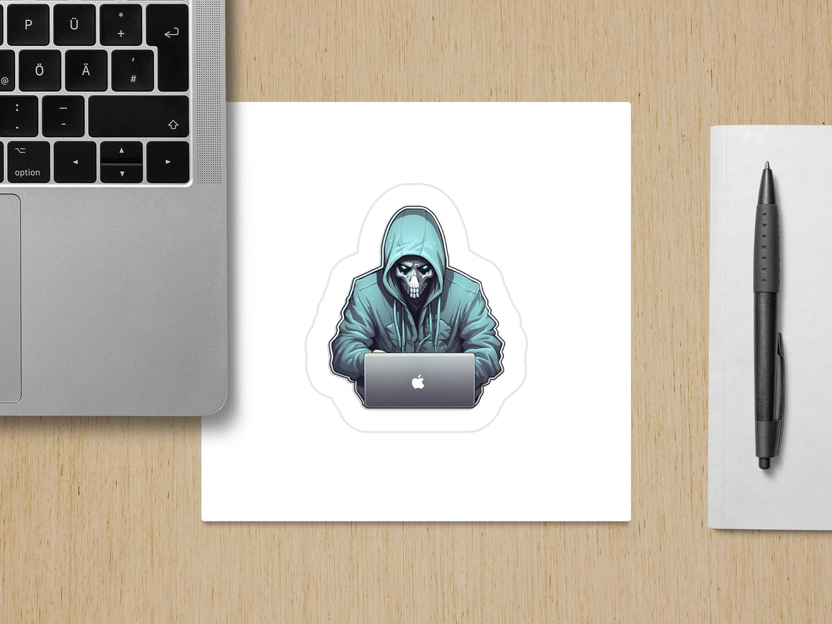 Cyberpunk Skeleton Wearing a Green Hoodie Sticker, Vinyl Decal, Car St | Green Hoodie Sticker, Vinyl Decal, Car Sticker, Laptop Sticker