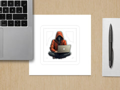 InfoSec Cyberpunk hacker wearing a red hoodie Sticker, laptop sticker, | red hoodie Sticker, laptop sticker, laptop skin, macbook pro decal, macbook pro