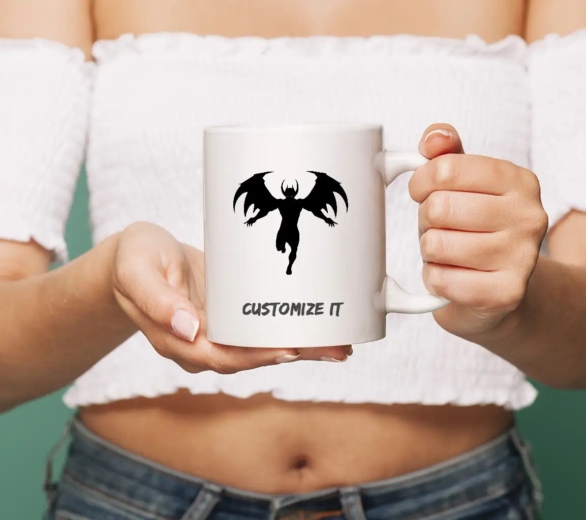 Demoness Silhouette with Wings and Horns SVG SVG