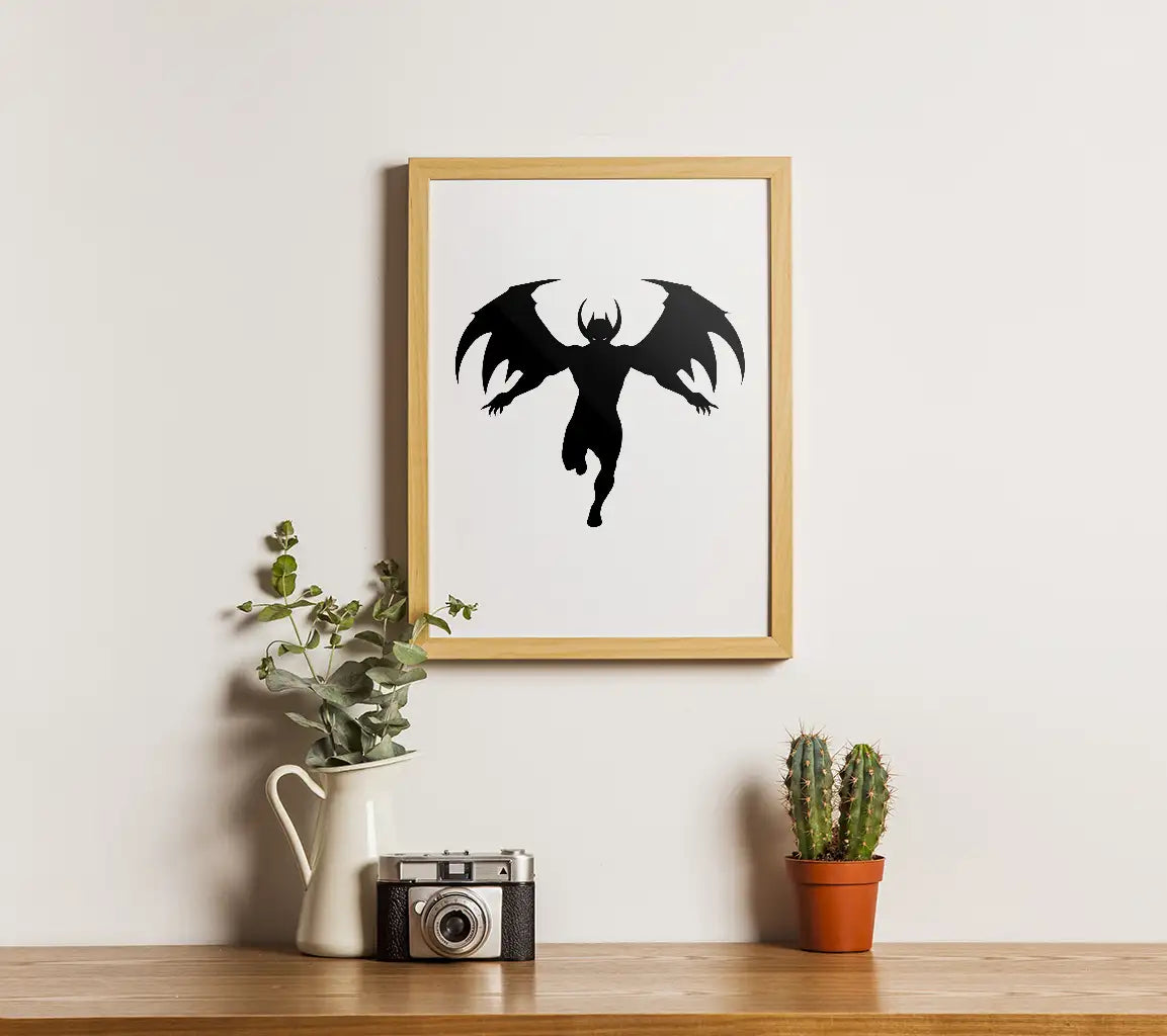 Demoness Silhouette with Wings and Horns SVG SVG