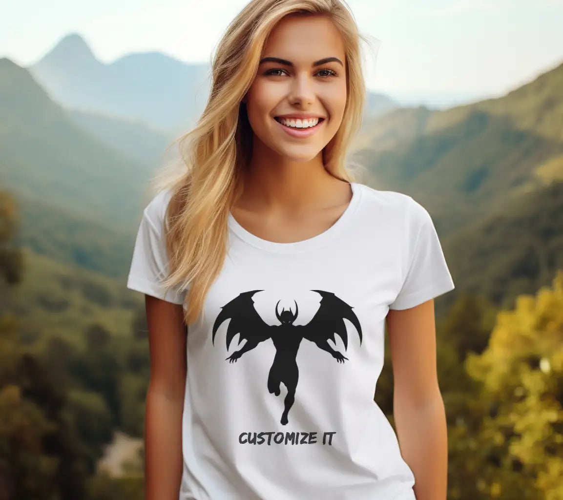 Demoness Silhouette with Wings and Horns SVG SVG