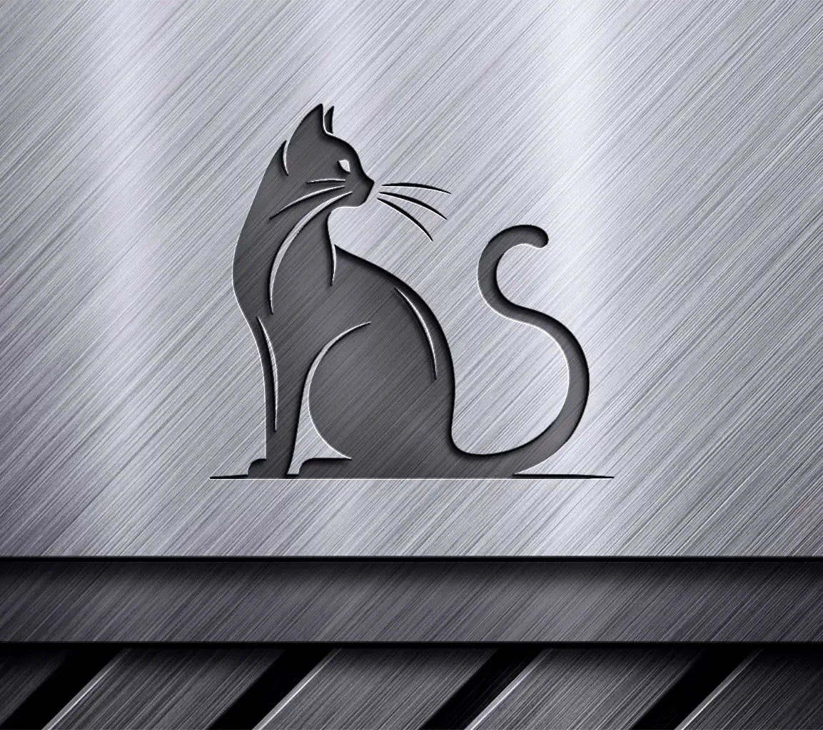 Black Cat Sitting SVG - Flat Vector Illustration SVG