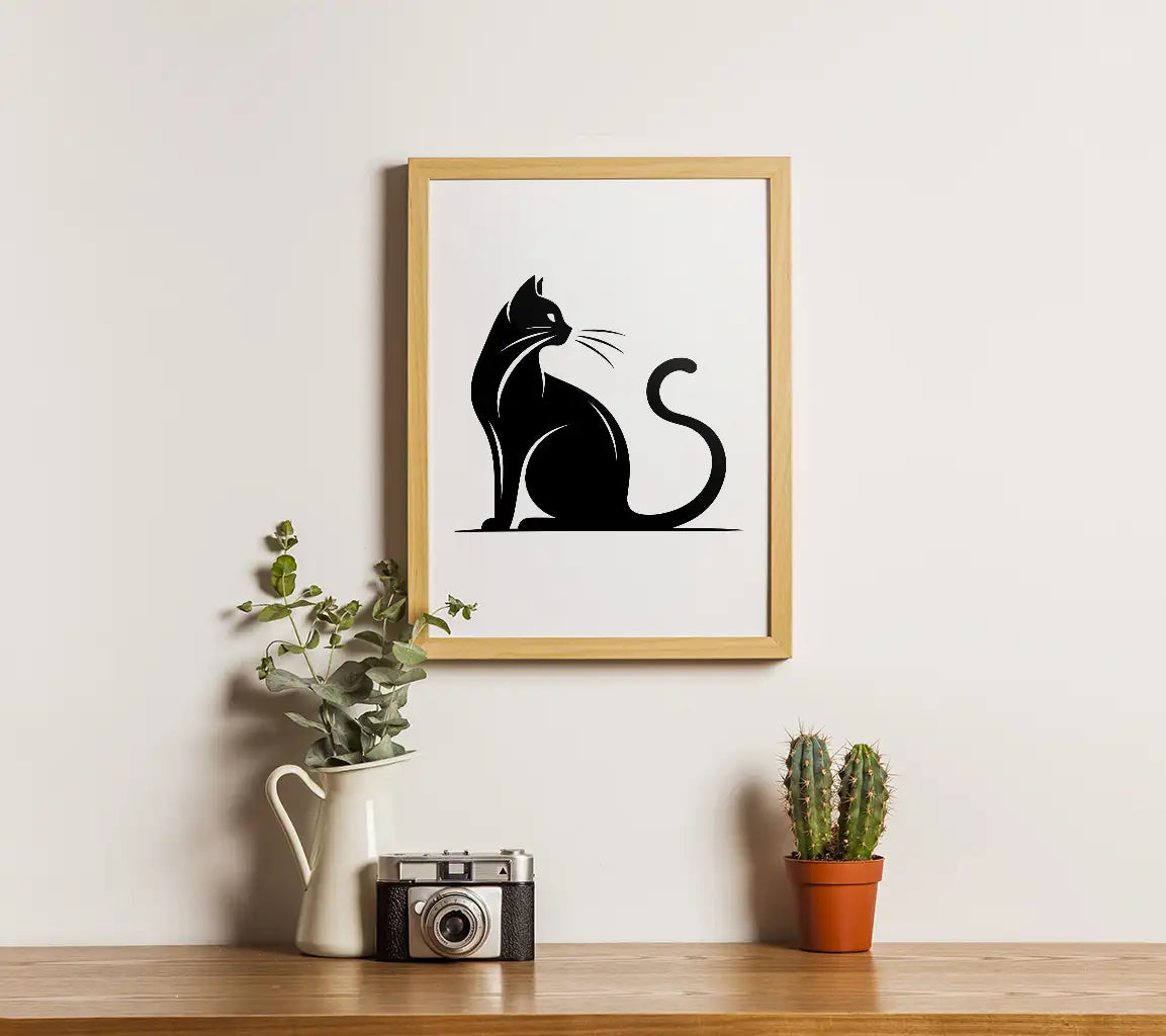 Black Cat Sitting SVG - Flat Vector Illustration SVG