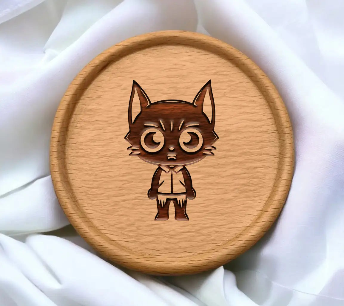 Spooky Big-Eyed Cat Halloween Mascot SVG -  Drawing SVG