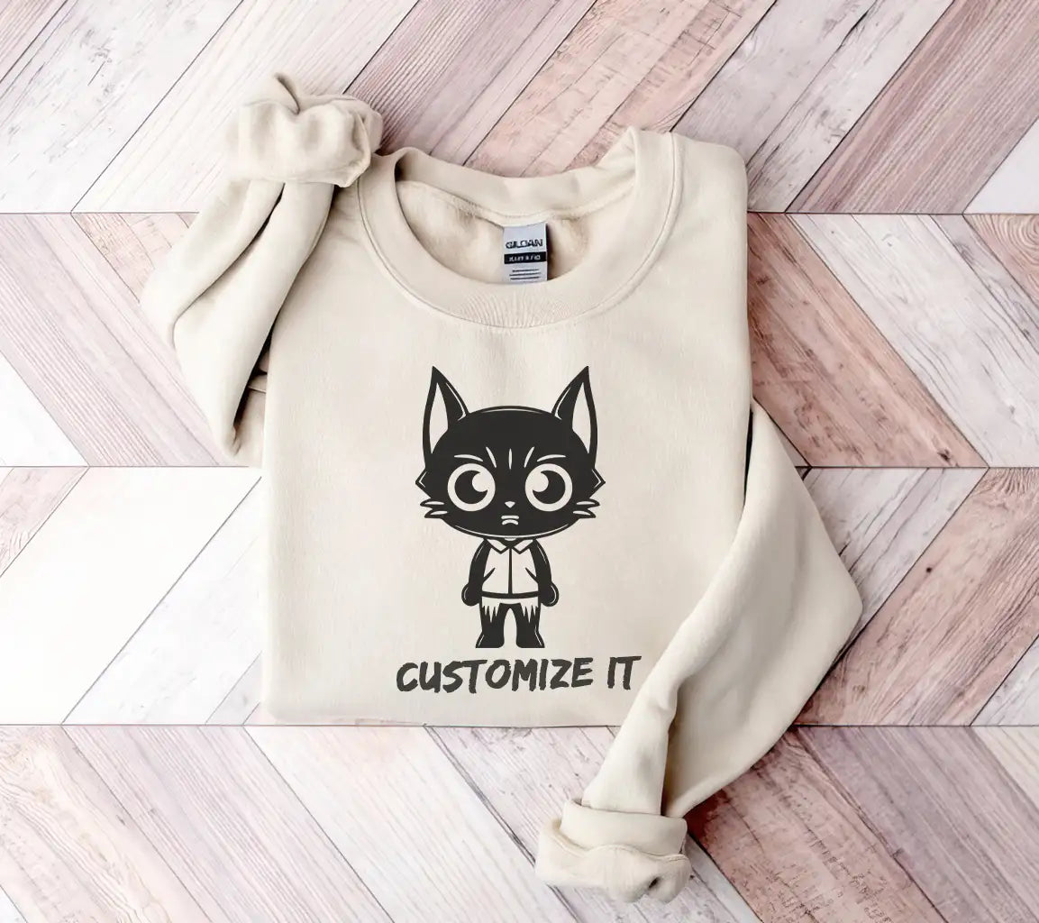 Spooky Big-Eyed Cat Halloween Mascot SVG -  Drawing SVG