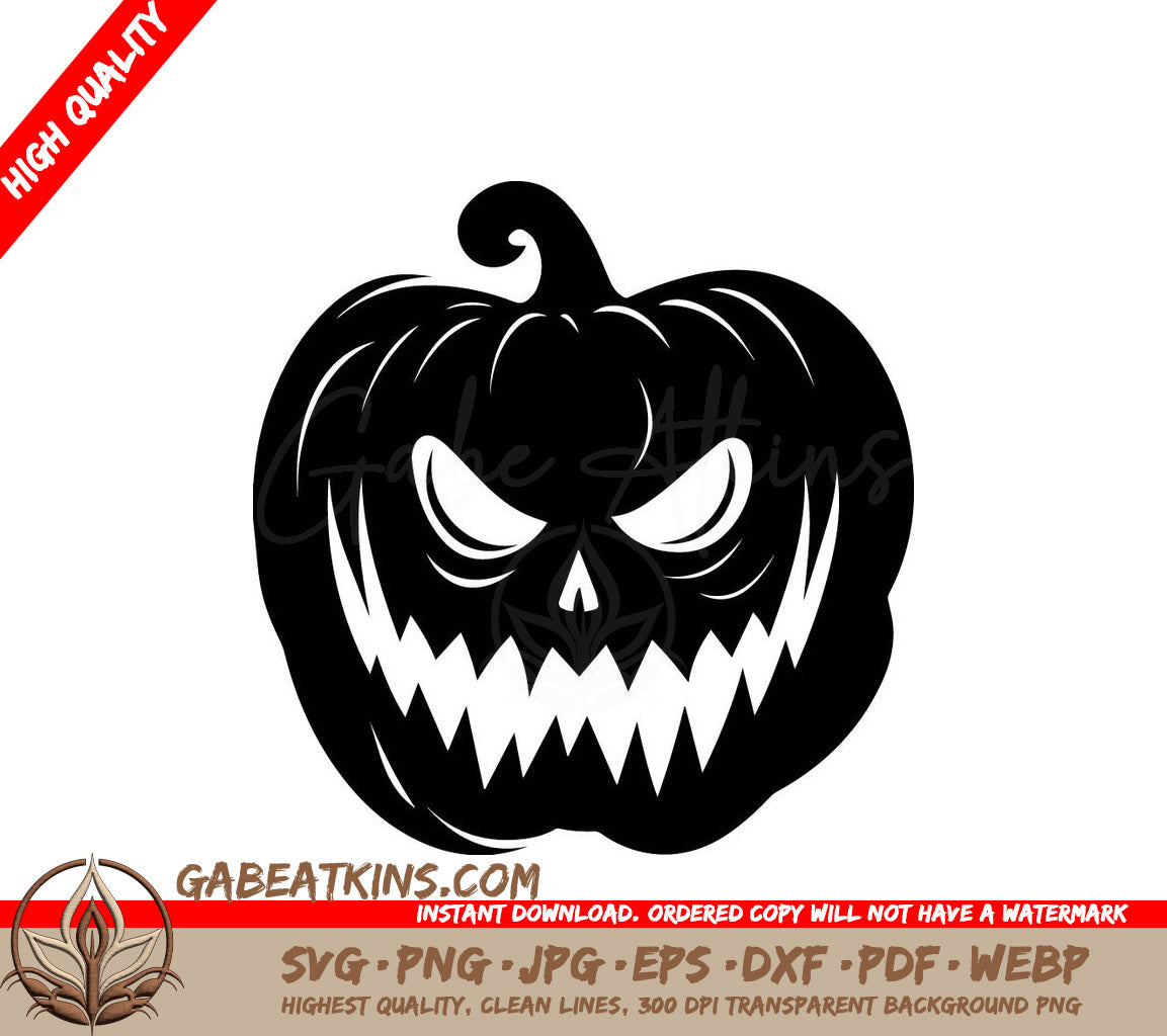 Evil Pumpkin Silhouette SVG - Spooktacular Halloween Design SVG