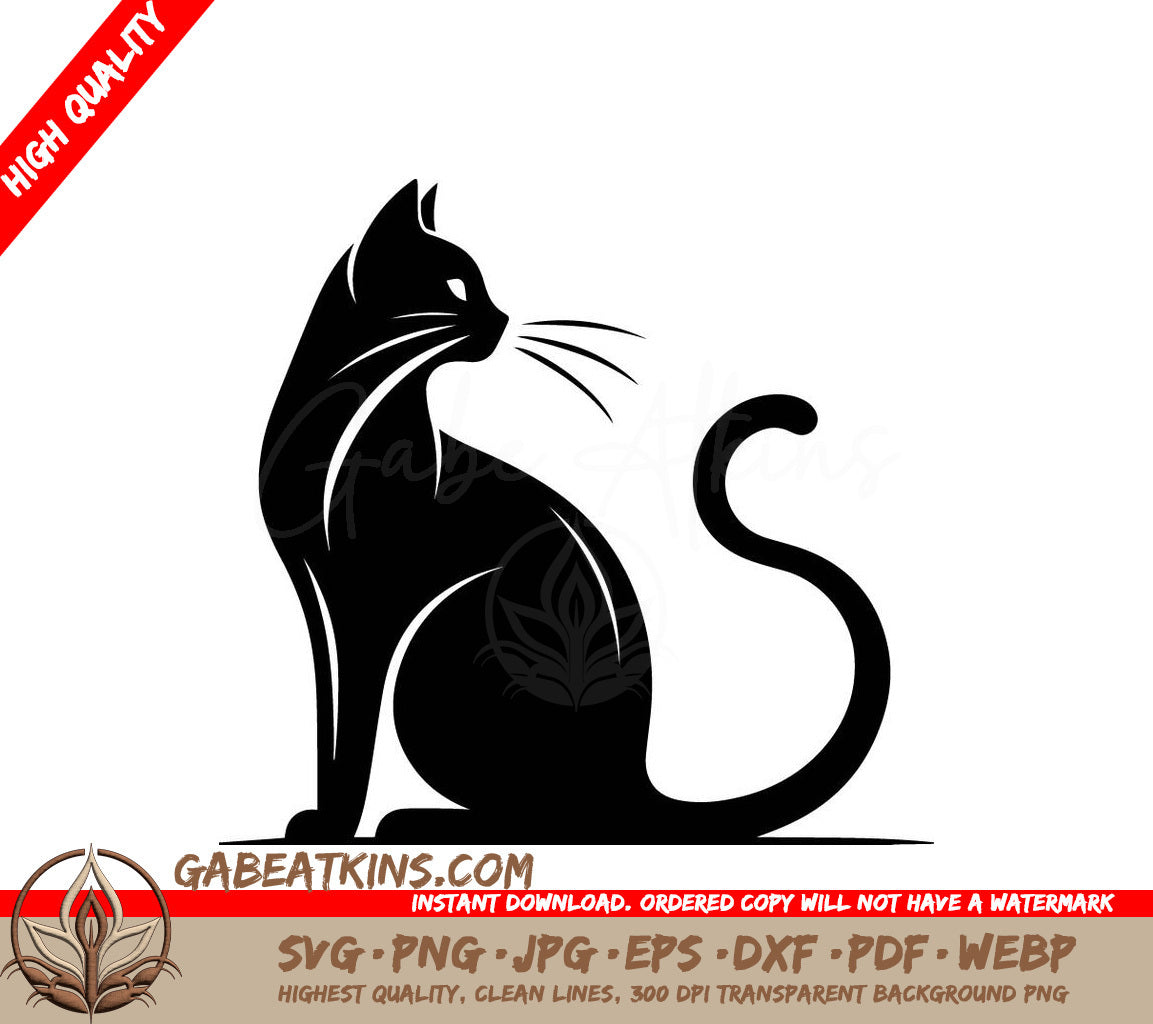 Black Cat Sitting SVG - Flat Vector Illustration SVG