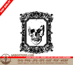 Gothic Skull in Frame -  SVG Drawing SVG