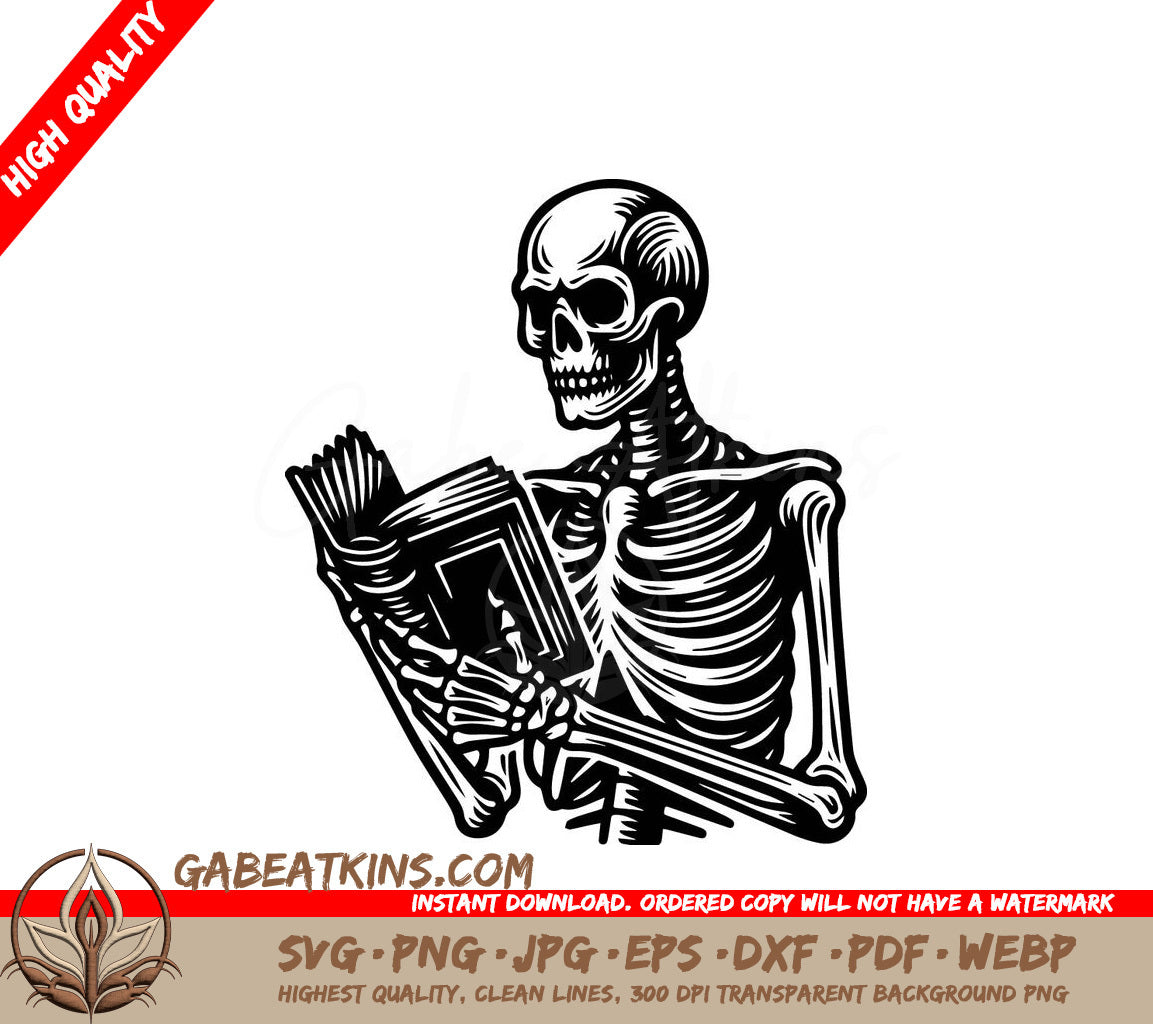  Skeleton Reading Book SVG - Digital Download SVG