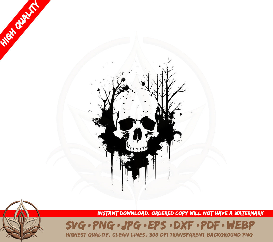 Abstract Forest Skull SVG 