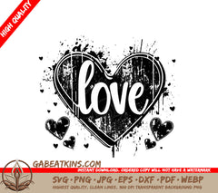 A Black And White Heart With The Word Love On It SVG - Abstract Love SVG