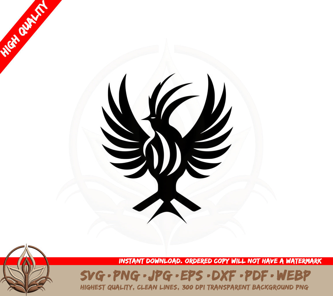 Abstract Phoenix Spreading Wings SVG 