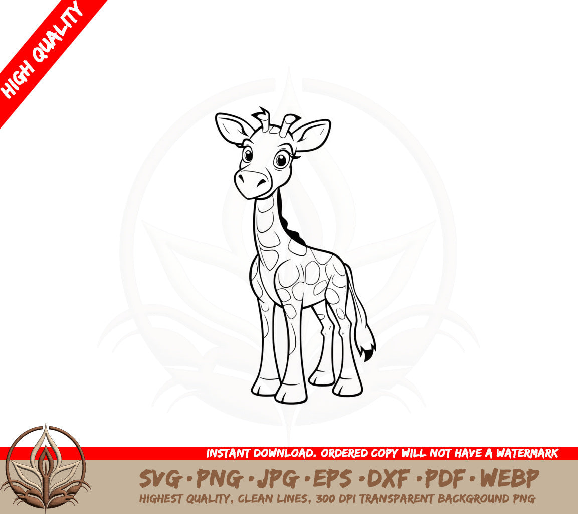 Adorable Baby Giraffe SVG PNG JPG AI PDF DXF EPS  WebP - Digital Download 