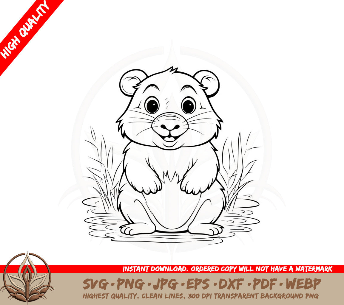 Adorable Beaver SVG PNG JPG AI PDF DXF EPS and WebP - Digital Download 