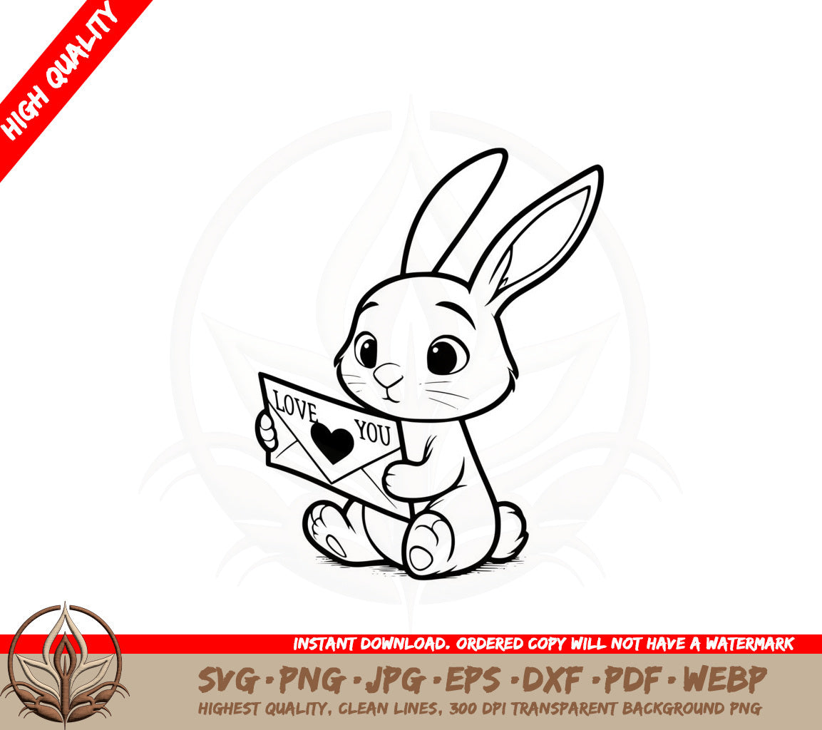 Adorable Bunny Love Digital Design Cut File SVG 