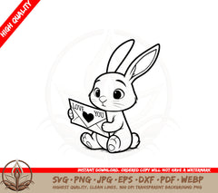 Adorable Bunny Love Digital Design Cut File SVG 