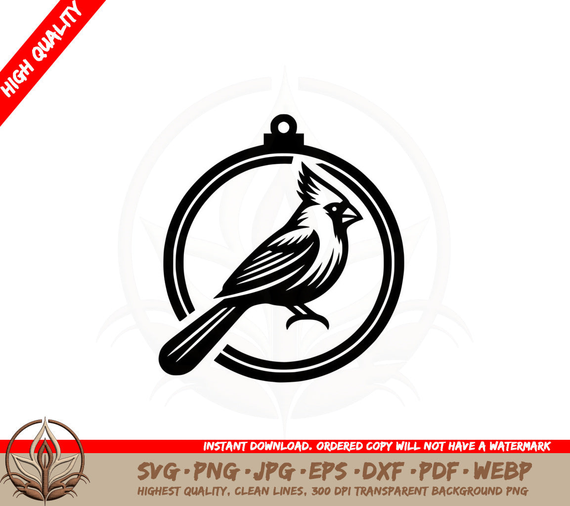 Adorable Cardinal Ornament SVG PNG JPG AI PDF DXF EPS and WebP - Digital Download 