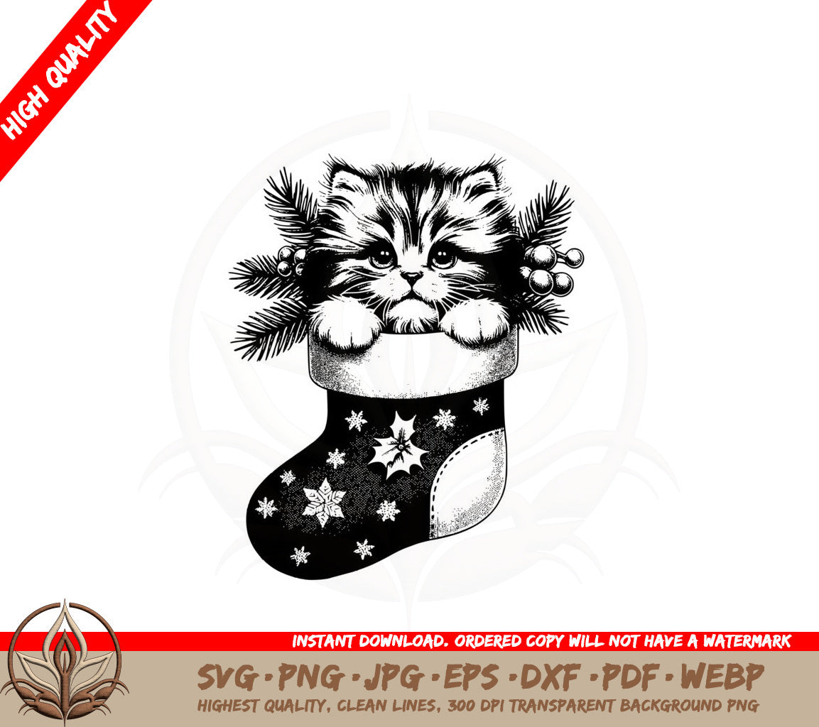 Adorable Christmas Kitten SVG - Digital Download 