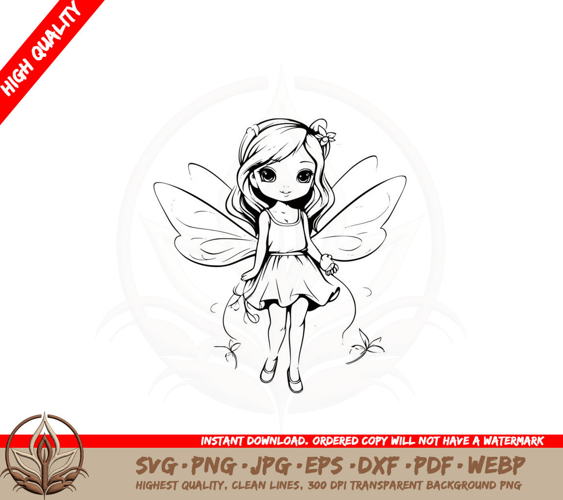 Adorable Fairy with Wings SVG PNG JPG AI PDF DXF EPS and WebP Digital Download 