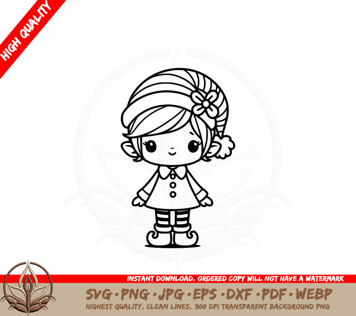 Adorable Girl Elf Cut File SVG 