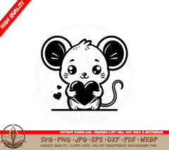 Adorable Mouse Love SVG Cut File Download 