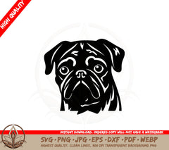 Adorable Pug Cut File SVG 