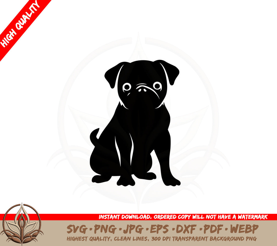 Adorable Pug Pup SVG PNG JPG AI PDF DXF EPS and WebP - Digital Download 