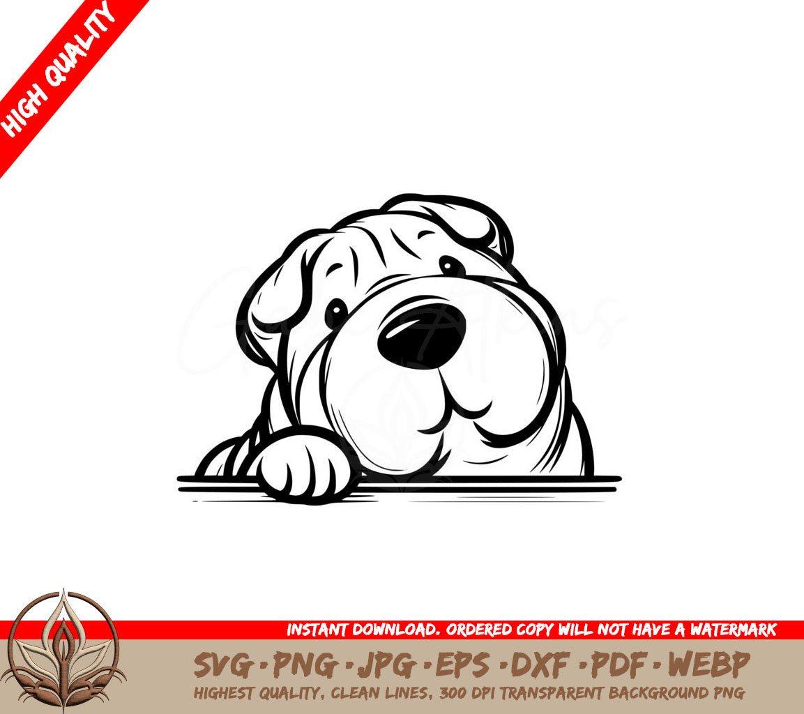 Adorable Shar Pei SVG, PNG, JPG, AI, PDF, DXF, EPS and WebP - Digital Download 
