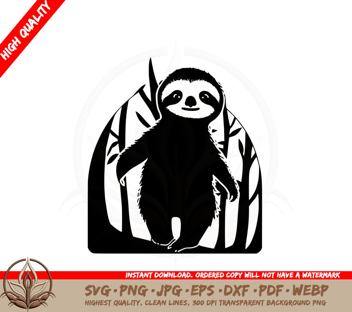 Adorable Sloth Adventure SVG PNG JPG AI PDF DXF EPS and WebP Cut File 