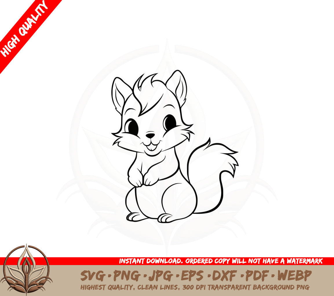 Adorable Squirrel SVG PNG JPG AI PDF DXF EPS and WebP - Digital Download 