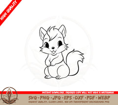 Adorable Squirrel SVG PNG JPG AI PDF DXF EPS and WebP - Digital Download 