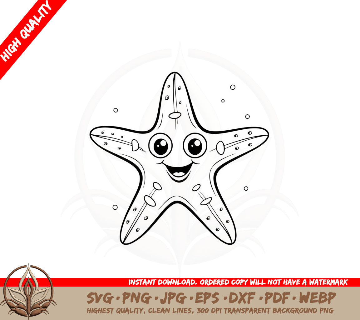 Adorable Starfish SVG PNG JPG AI PDF DXF EPS and WebP - Digital Download 