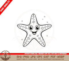 Adorable Starfish SVG PNG JPG AI PDF DXF EPS and WebP - Digital Download 