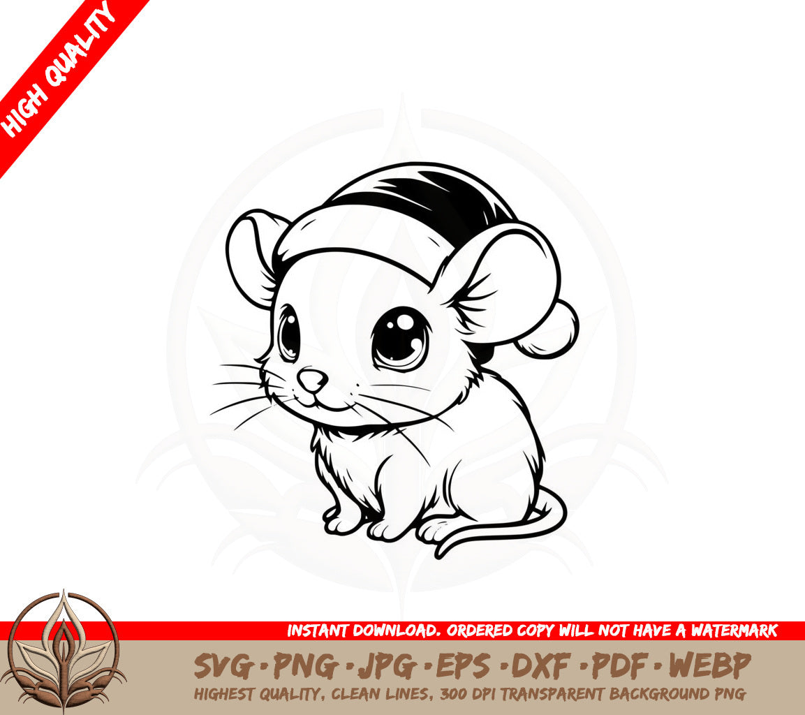 Adorable Xmas Mouse SVG PNG JPG AI PDF DXF EPS WebP Digital Download 