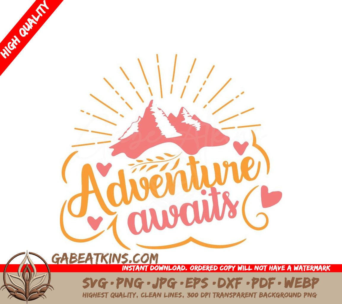 Adventure Awaits Mountain Design SVG SVG