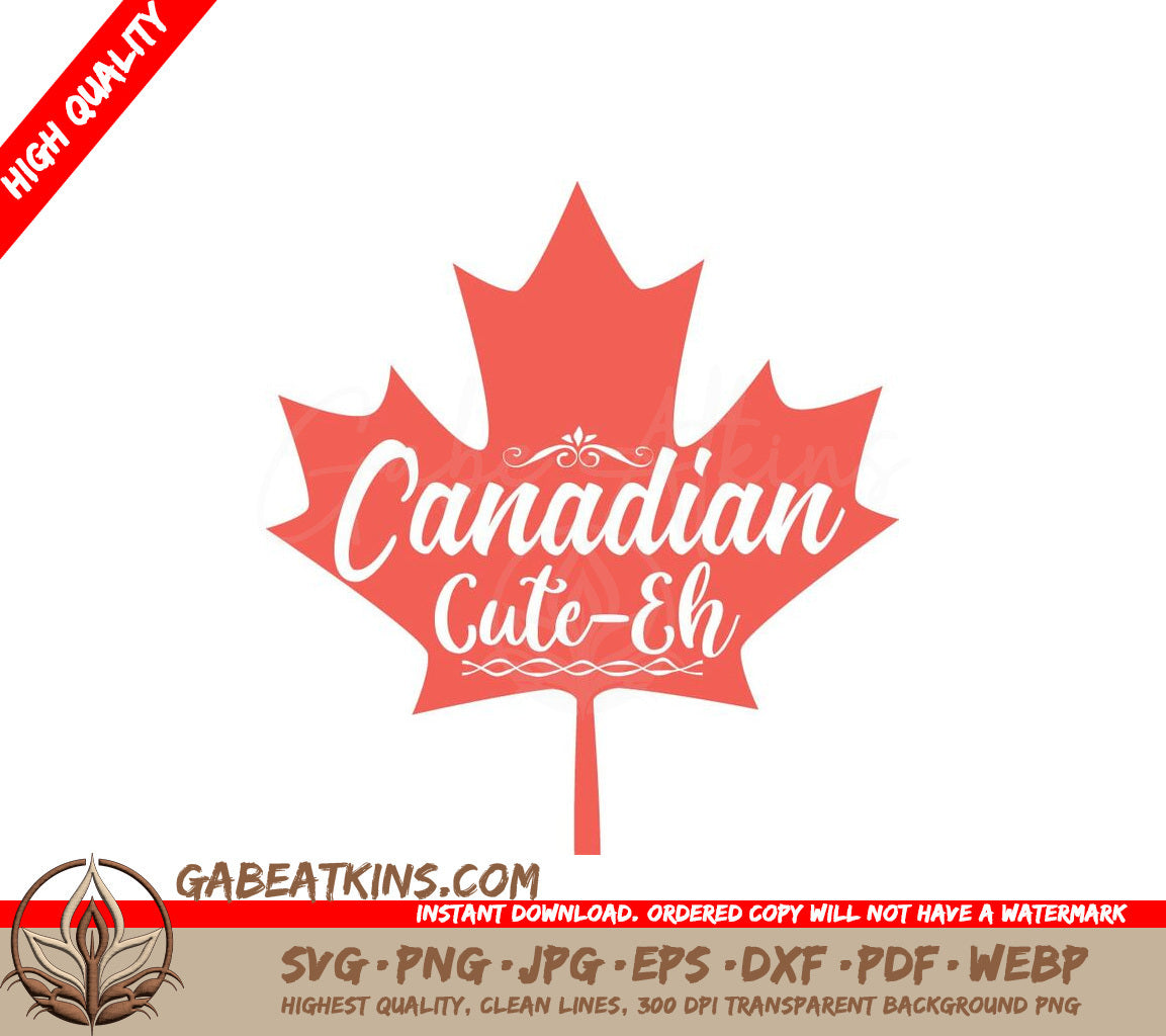 Canadian Cute-Eh Red Maple Leaf SVG Design SVG