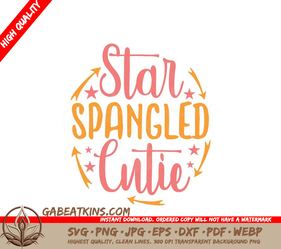 Star Spangled Cutie Pink & Orange SVG - Adventure Quotes Design SVG